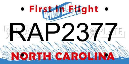 RAP2377 North Carolina License Plate