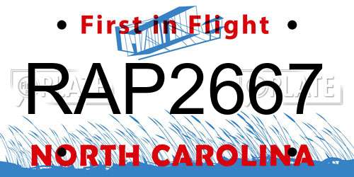 RAP2667 North Carolina License Plate