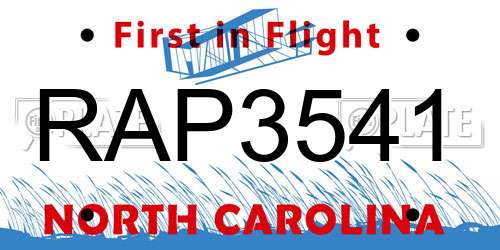 RAP3541 North Carolina License Plate