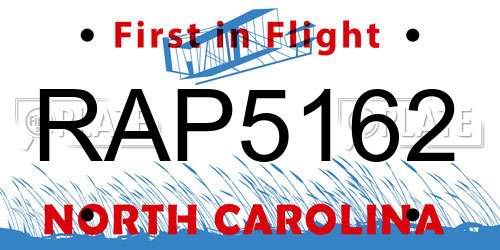 RAP5162 North Carolina License Plate