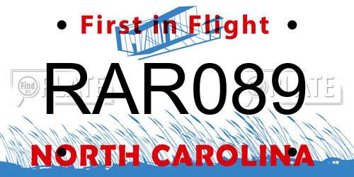 RAR089 North Carolina License Plate