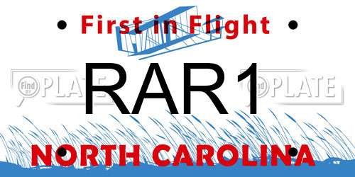 RAR1 North Carolina License Plate