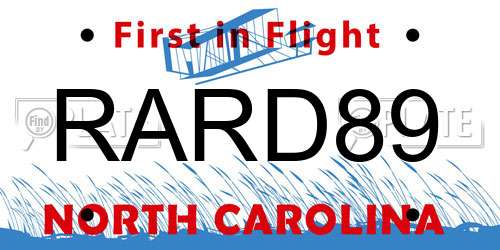 RARD89 North Carolina License Plate