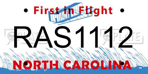 RAS1112 North Carolina License Plate