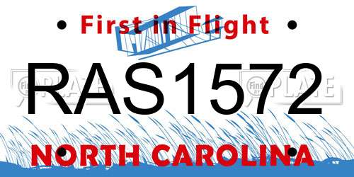 RAS1572 North Carolina License Plate