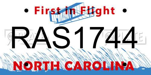 RAS1744 North Carolina License Plate