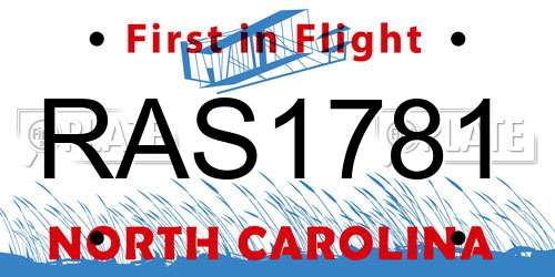 RAS1781 North Carolina License Plate