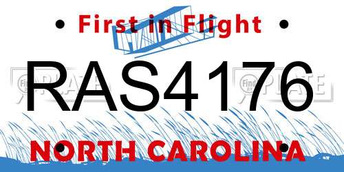 RAS4176 North Carolina License Plate