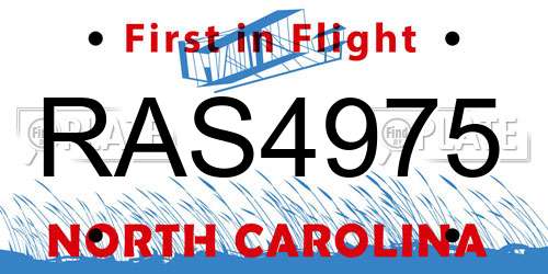 RAS4975 North Carolina License Plate