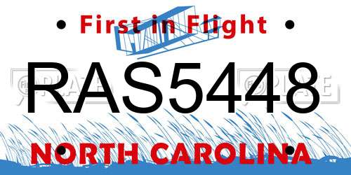 RAS5448 North Carolina License Plate