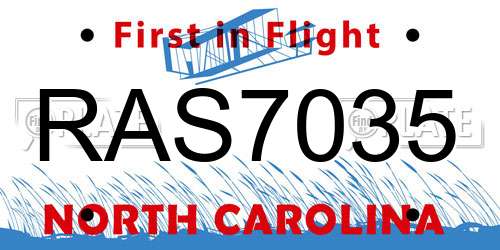RAS7035 North Carolina License Plate