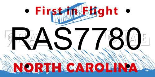 RAS7780 North Carolina License Plate