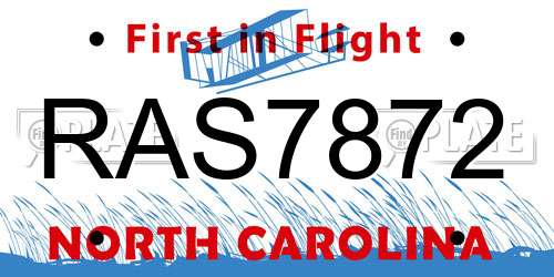 RAS7872 North Carolina License Plate