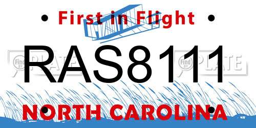 RAS8111 North Carolina License Plate