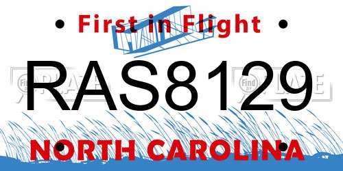 RAS8129 North Carolina License Plate