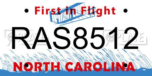 RAS8512 North Carolina License Plate