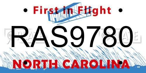 RAS9780 North Carolina License Plate