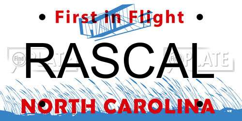 RASCAL North Carolina License Plate