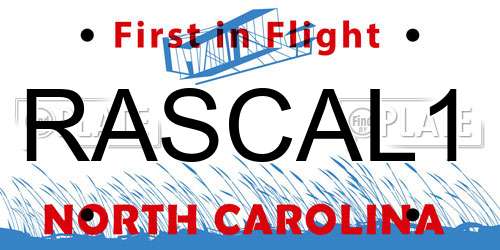 RASCAL1 North Carolina License Plate