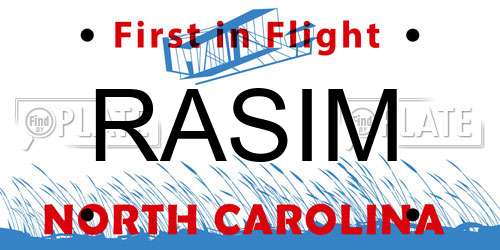 RASIM North Carolina License Plate