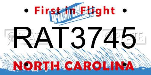 RAT3745 North Carolina License Plate