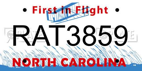 RAT3859 North Carolina License Plate