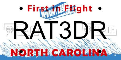 RAT3DR North Carolina License Plate