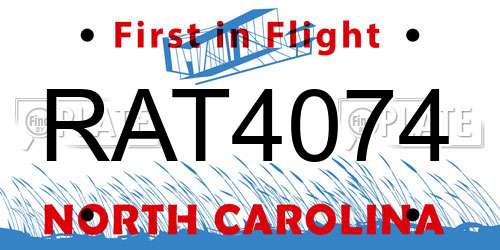 RAT4074 North Carolina License Plate