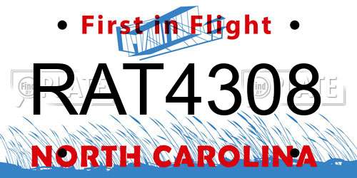 RAT4308 North Carolina License Plate