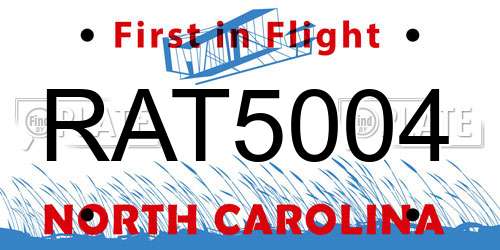 RAT5004 North Carolina License Plate