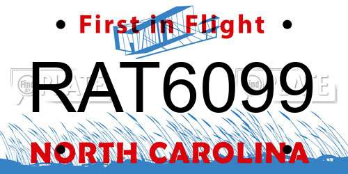 RAT6099 North Carolina License Plate