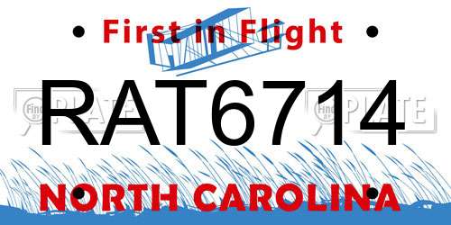 RAT6714 North Carolina License Plate