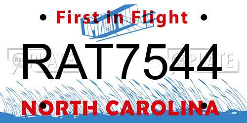 RAT7544 North Carolina License Plate