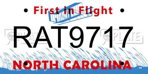 RAT9717 North Carolina License Plate