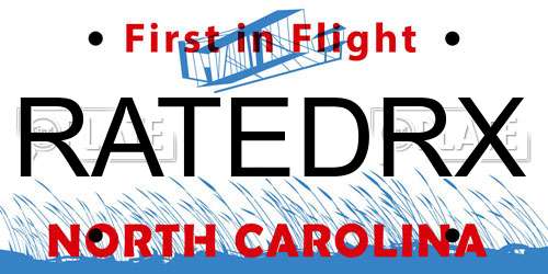 RATEDRX North Carolina License Plate