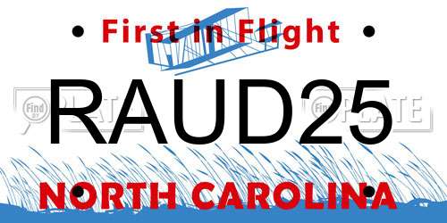 RAUD25 North Carolina License Plate