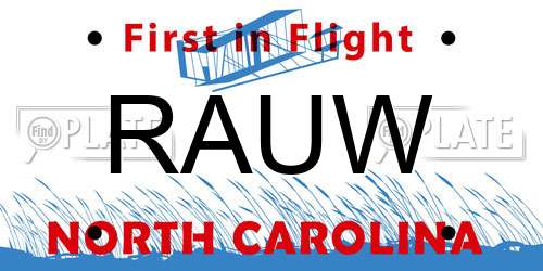 RAUW North Carolina License Plate