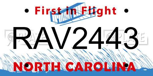 RAV2443 North Carolina License Plate