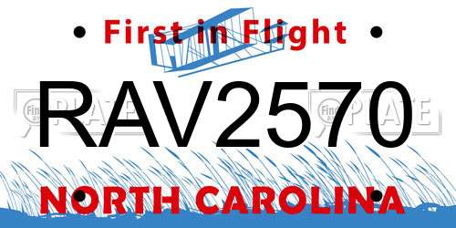 RAV2570 North Carolina License Plate