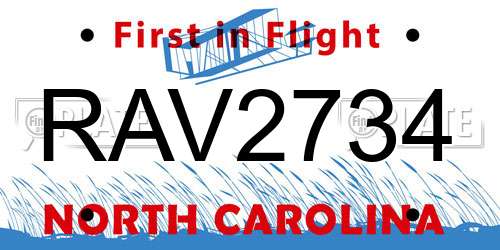 RAV2734 North Carolina License Plate