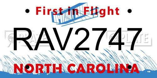 RAV2747 North Carolina License Plate