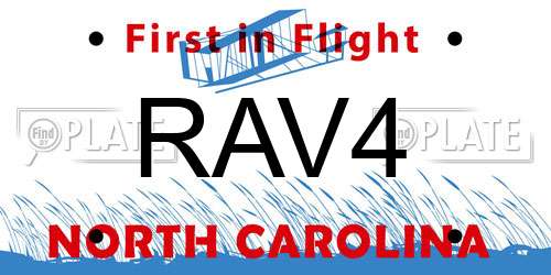 RAV4 North Carolina License Plate