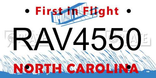 RAV4550 North Carolina License Plate