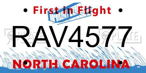 RAV4577 North Carolina License Plate