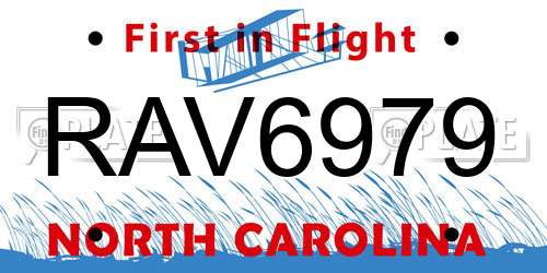 RAV6979 North Carolina License Plate