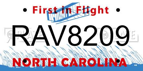 RAV8209 North Carolina License Plate