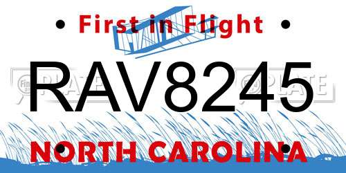 RAV8245 North Carolina License Plate