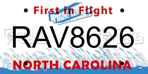 RAV8626 North Carolina License Plate