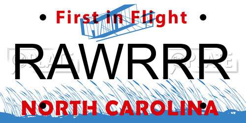 RAWRRR North Carolina License Plate