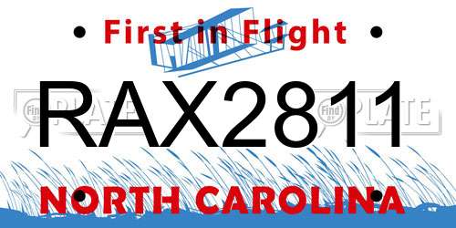 RAX2811 North Carolina License Plate